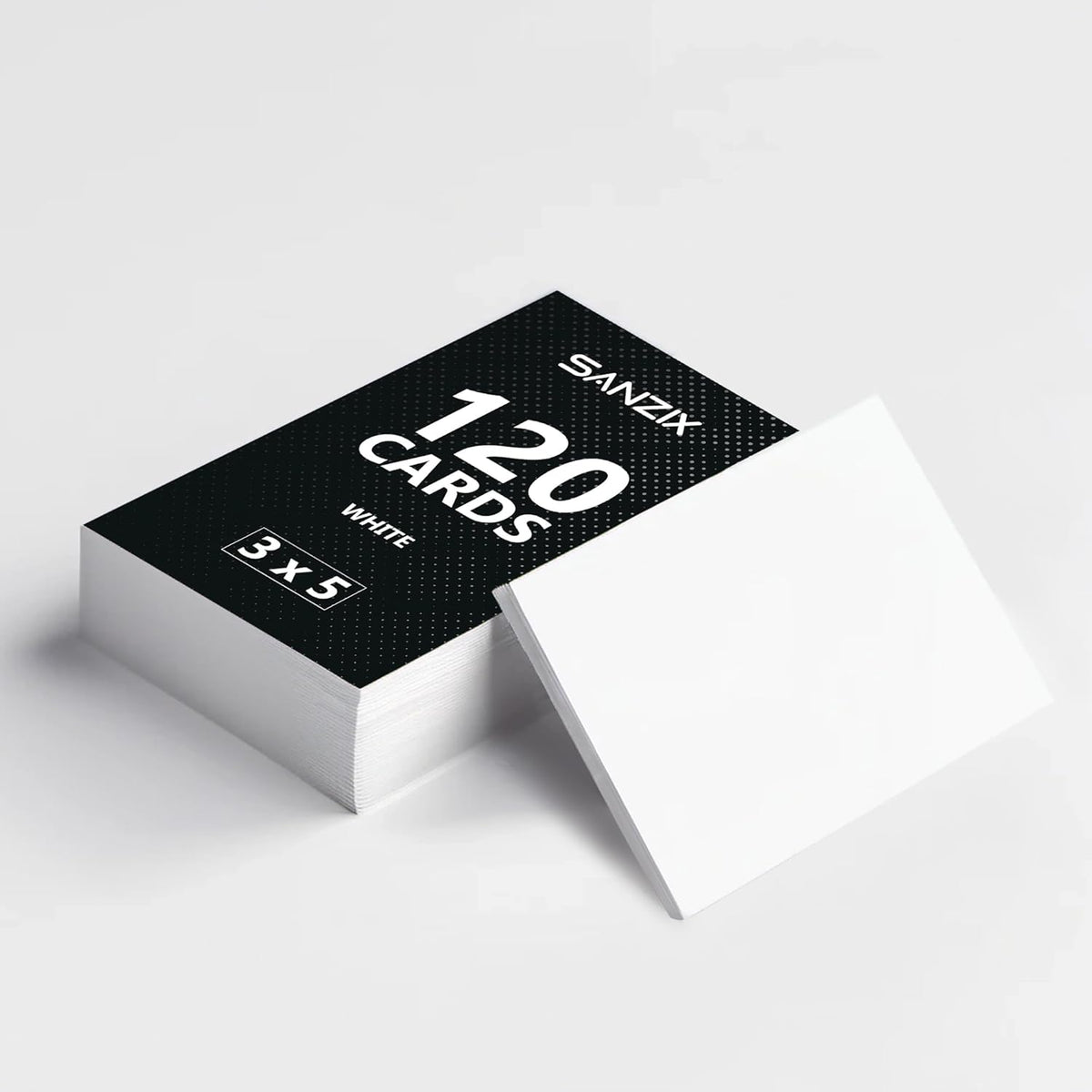 SANZIX White Index Cards, 3x5", 120 Pack, 220 GSM
