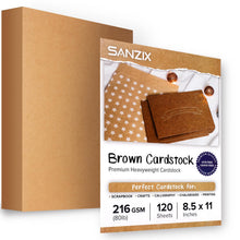 SANZIX Brown Cardstock 8.5 x 11 Inch, 80lb 216 GSM Heavyweight - 120 Sheets | Brown Construction Paper for Invitations, Menus, Scrapbook, Halloween Party Decorations, DIY Cards, and Crafts