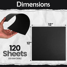 SANZIX 120 Sheets Black Cardstock 12x12 - Heavyweight 80 Lbs 220 GSM Black 12x12 Cardstock for Crafts | Laser & Inkjet Printer Compatible, Perfect for Halloween Decorations, Scrapbooking, Invitations