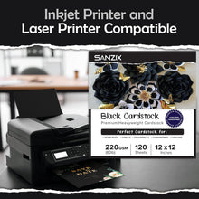 SANZIX 120 Sheets Black Cardstock 12x12 - Heavyweight 80 Lbs 220 GSM Black 12x12 Cardstock for Crafts | Laser & Inkjet Printer Compatible, Perfect for Halloween Decorations, Scrapbooking, Invitations