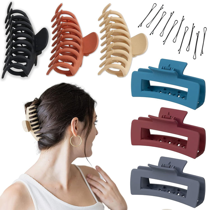 Large Matte Claw Clips for Women – Strong Hold Jaw Clips for Thick & Curly Hair