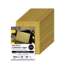 SANZIX 25 Sheets Gold Glitter Cardstock Paper - 8.2"x11.7", 110lb 300 GSM, Heavyweight Sparkly Gold Glitter Paper Cardstock for Cricut, Scrapbook, DIY Crafts, Christmas, Decorations, Cards, Gift Box
