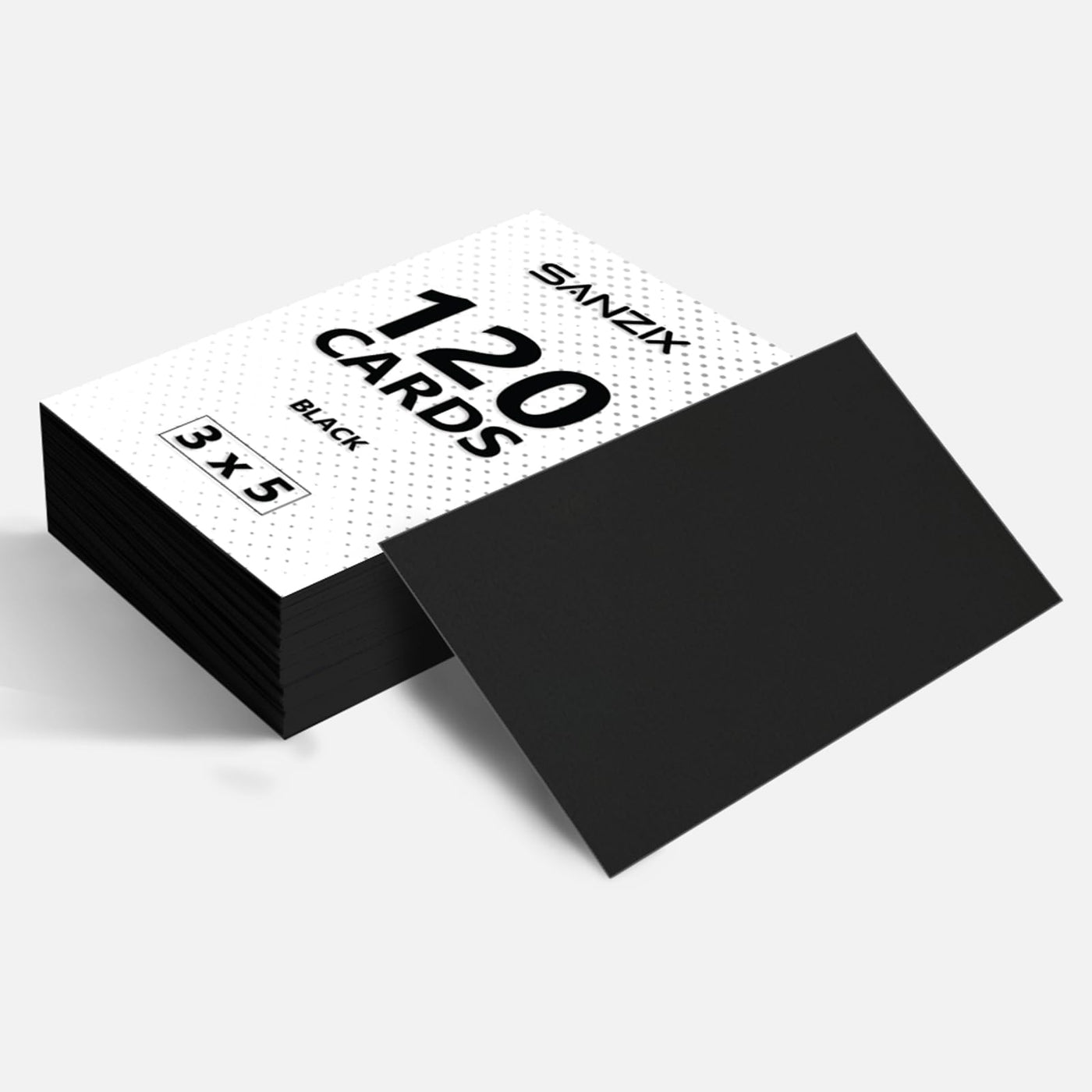 SANZIX 120 Pack Blank Black Cards 3" x 5" - 80 Lbs 220 GSM | Heavyweight Thick Cardstock | Perfect Blank Index Cards for Notecards, Flashcards, Thankyou Cards, Invitations | Halloween Index Cards