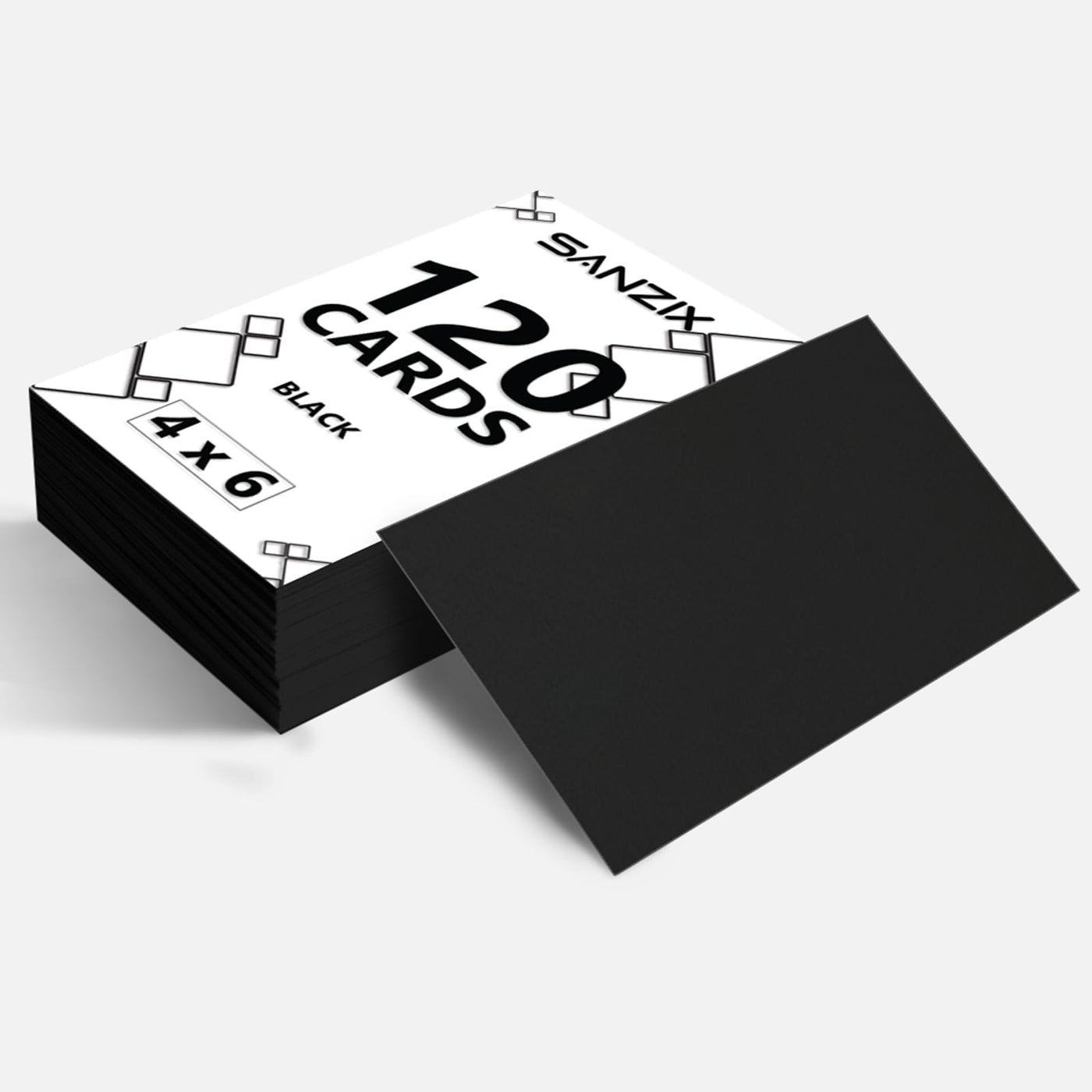 SANZIX 120 Pack 4" x 6" Black Postcards for Mailing - 80 Lbs/220 GSM | Printable Heavyweight Thick Cards - Premium 4x6 Cardstock Customizable for Wedding Invitations, Postcards & Note Cards