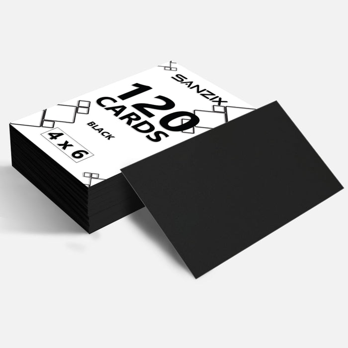SANZIX 120 Pack 4" x 6" Black Postcards for Mailing - 80 Lbs/220 GSM | Printable Heavyweight Thick Cards - Premium 4x6 Cardstock Customizable for Wedding Invitations, Postcards & Note Cards