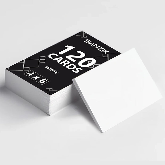 SANZIX 120 Pack 4" x 6" White Cardstock Paper - 80 Lbs/220 GSM Heavyweight Printable 4x6 Cardstock | Blank Postcards for Mailing | Perfect Blank White Cards for Wedding Invitations & Thankyou Cards