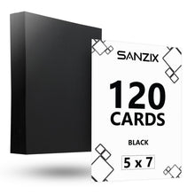 SANZIX 120 Sheets Black Cardstock 5" x 7" - 80 Lbs 220 GSM | Heavyweight Thick 5x7 Cardstock | Perfect Invitation Paper | Premium Printer Paper for Menus, DIY Cards & Postcards