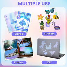 SANZIX 36 Sheets Transparent Holographic Sticker Paper - A4 Waterproof Holographic Laminate Sheets, Self Adhesive Holographic Vinyl Sticker Paper (Line, Round, Windmill, Fireworks, Snow, Stars)
