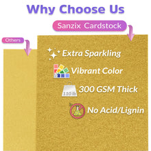SANZIX 25 Sheets Gold Glitter Cardstock Paper - 8.2"x11.7", 110lb 300 GSM, Heavyweight Sparkly Gold Glitter Paper Cardstock for Cricut, Scrapbook, DIY Crafts, Christmas, Decorations, Cards, Gift Box