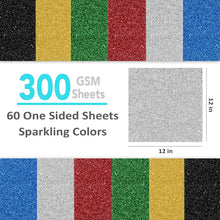 SANZIX Glitter Cardstock 12x12" - 60 Sheets, 20 Colors, 110lb, 300 GSM | Heavyweight Glitter Paper Cardstock for Cricut, Halloween, Christmas Cards, Scrapbook, DIY, Decor & Cards | Sparkly Paper