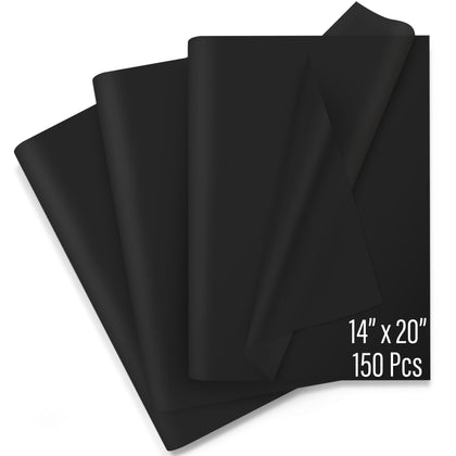 SANZIX 150 Sheets Black Tissue Paper for Gift Bags Bulk 14x20 Inch- Black Wrapping Paper for Christmas Gifts, Xmas Decorations, DIY, Halloween, Holiday Décor - Christmas Wrapping Tissue
