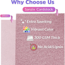 SANZIX 30 Sheets Pink Glitter Cardstock Paper 12x12" 110lb 300 GSM for Valentine's Day Cricut, Christmas Cards, Scrapbook, DIY Crafts, Decor, Custom Gifts & Cards | Premium Sparkle Paper for Crafting