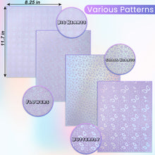 SANZIX 36 Transparent Holographic Laminate Sheets - A4 Waterproof Self Adhesive Sticker Paper Laminating Sheets & Vinyl Sticker Paper (Flower, Butterfly, Small & Big Hearts)