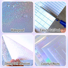 SANZIX 36 Sheets Holographic Sticker Paper - Transparent Self Adhesive Vinyl Laminate Film for Stickers, Cricut Crafts, Scrapbooking, Waterproof, A4 (Colorful, Gem, Dot, Star Patterns)