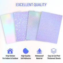 SANZIX 36 Sheets Holographic Sticker Paper - Transparent Self Adhesive Vinyl Laminate Film for Stickers, Cricut Crafts, Scrapbooking, Waterproof, A4 (Colorful, Gem, Dot, Star Patterns)