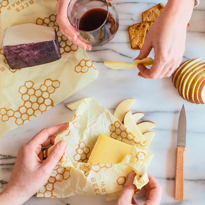 Reusable Beeswax Food Wraps Honeycomb Print – Eco-Friendly Washable Kitchen Storage Wrap for Sandwiches & Bowls