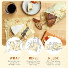 Reusable Beeswax Food Wraps Honeycomb Print – Eco-Friendly Washable Kitchen Storage Wrap for Sandwiches & Bowls